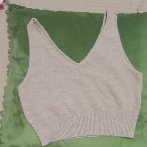 Quince Mongolian Cashmere Tan Crop Top